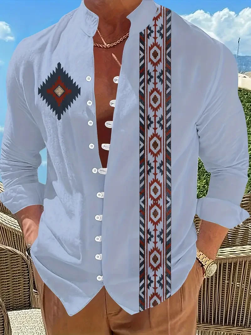 New Men's Fashion Long Sleeve Shirt Ethnic Wind Fashion Casual Street Outdoor Shirt Linen Shirt Top
New Men's Fashion Long Sleeve Shirt Ethnic Wind Fashion Casual Street Outdoor Shirt Linen Shirt Top