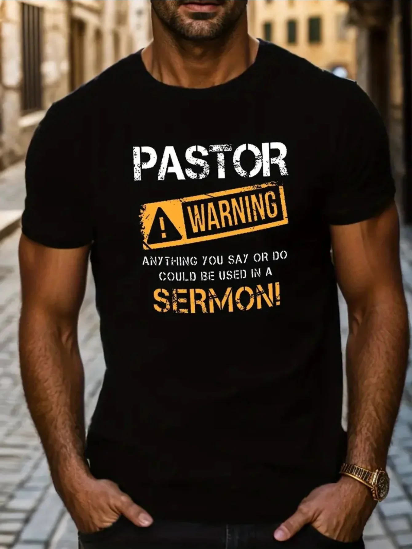 "Pastor Warning" Cotton Tee - Comfortable, All-Season, Black with Bold Yellow Text, Ideal for Pastors and Churchgoers, Humorous
"Pastor Warning" Cotton Tee - Comfortable, All-Season, Black with Bold Yellow Text, Ideal for Pastors and Churchgoers, Humorous