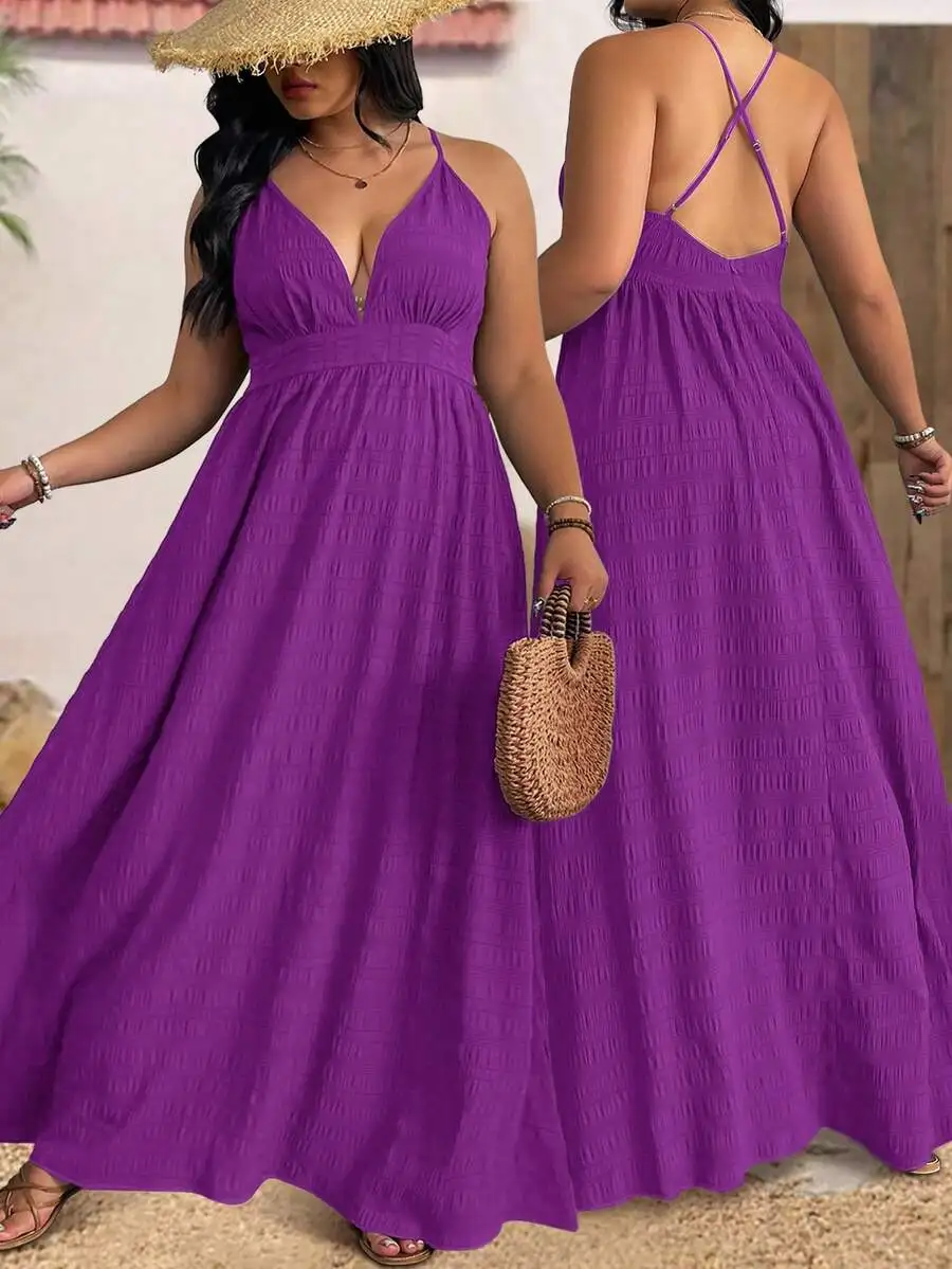 Purple Textured Spaghetti Strap Maxi Dress For Women Summer Beach Vacation
Purple Textured Spaghetti Strap Maxi Dress For Women Summer Beach Vacation