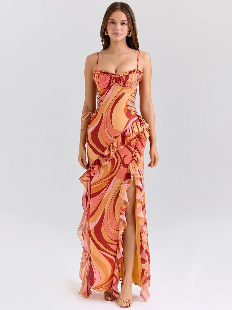 Print Ruffle Cut Out Sexy Maxi Dress Women Fashion Spaghetti Strap Sleeveless Backless Club Party Long Dress Female
Print Ruffle Cut Out Sexy Maxi Dress Women Fashion Spaghetti Strap Sleeveless Backless Club Party Long Dress Female