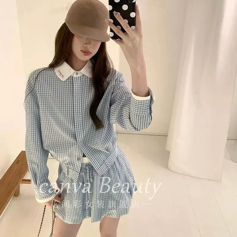 Retro Plaid Shirt Suit Women's Autumn New Temperament Lace-up Flower Skirt Two-piece Set
Retro Plaid Shirt Suit Women's Autumn New Temperament Lace-up Flower Skirt Two-piece Set