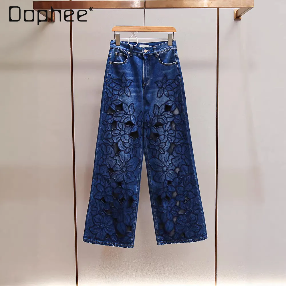 Новые летние модные элегантные высококачественные полые джинсы с цветочной вышивкой в корейском стиле Ins Trend, тонкие прямые брюки с высокой талией для женщин
Новые летние модные элегантные высококачественные полые джинсы с цветочной вышивкой в корейском стиле Ins Trend, тонкие прямые брюки с высокой талией для женщин