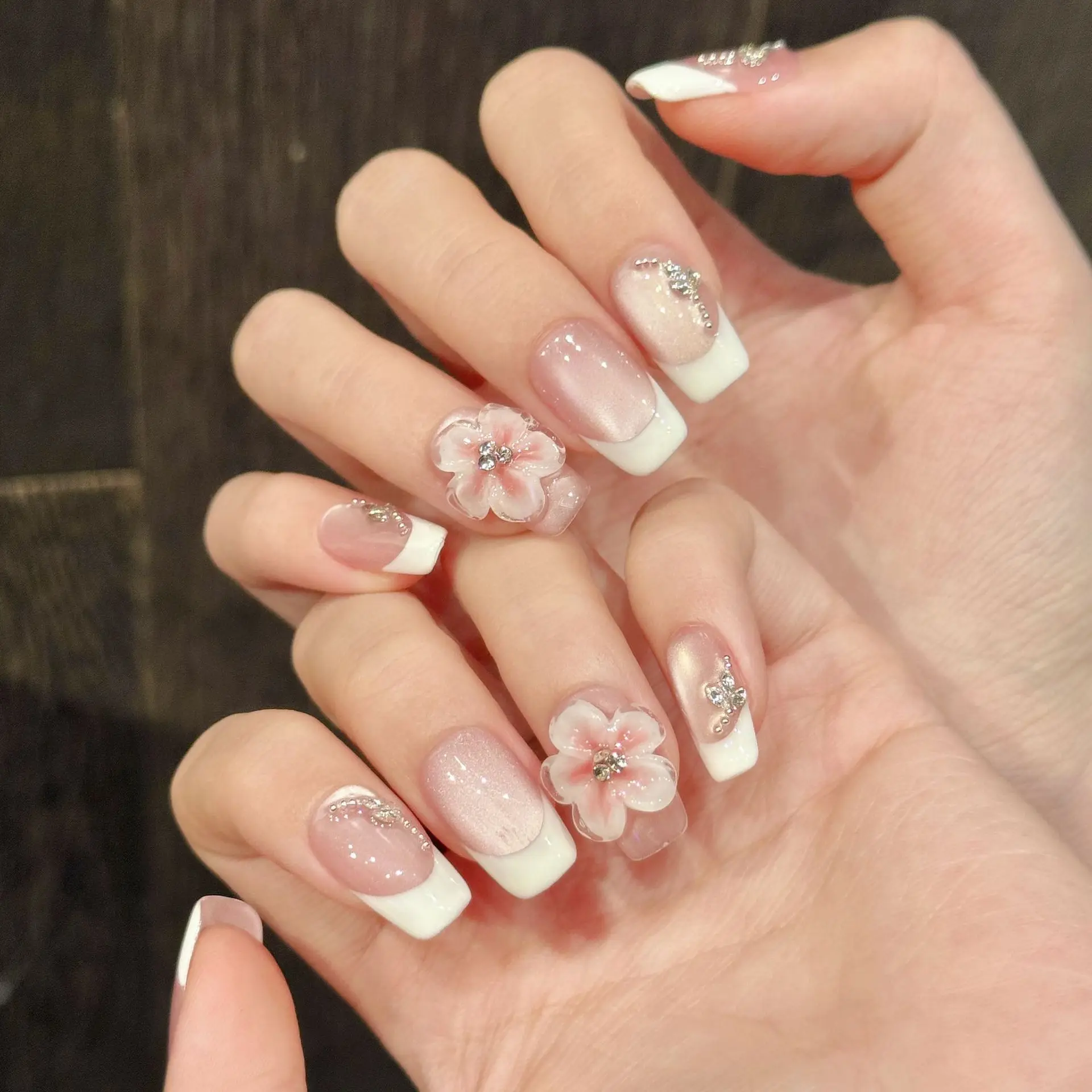 10pcs Handmade Press on Nails French Cherry Blossom Cat Eye Nail Short Ladder Removable Wearable Nail Daily Wear for Women&Girls
10pcs Handmade Press on Nails French Cherry Blossom Cat Eye Nail Short Ladder Removable Wearable Nail Daily Wear for Women&Girls