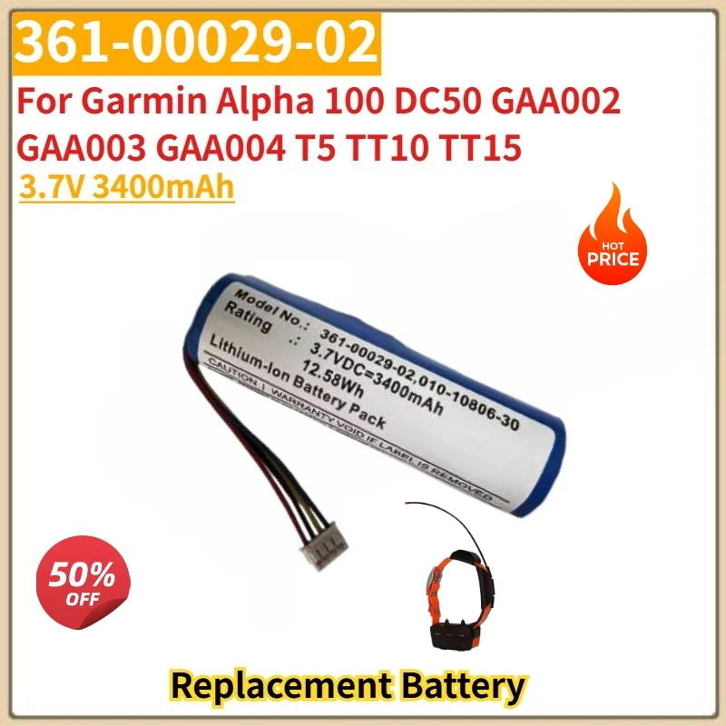 High Quality 361-00029-02 Battery 3.7V 3400mAh For Garmin Alpha GAA002 GAA003 GAA004 T5 TT10 TT15 DC50 100 Dog Collar Brand New
High Quality 361-00029-02 Battery 3.7V 3400mAh For Garmin Alpha GAA002 GAA003 GAA004 T5 TT10 TT15 DC50 100 Dog Collar Brand New