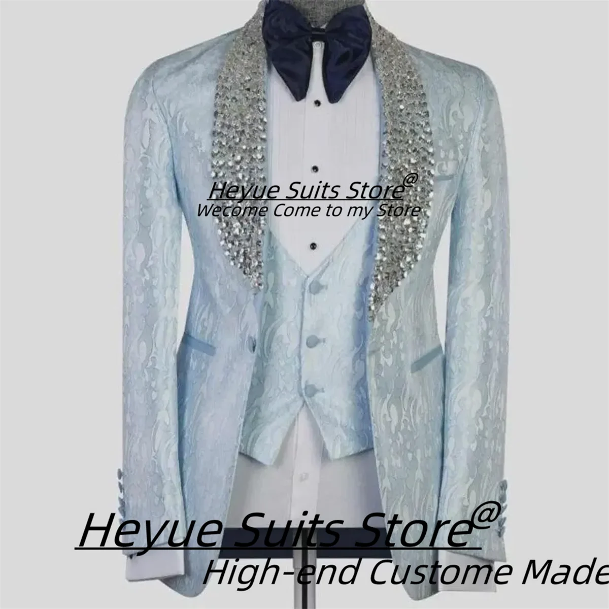 Luxuly Sky Blue Jacquard Suit for Men Shiny Diamond Slim Fit Shawl Lapel Groom Wedding Tuxxedos 2 Pieces Sets Male Party Blazers
Luxuly Sky Blue Jacquard Suit for Men Shiny Diamond Slim Fit Shawl Lapel Groom Wedding Tuxxedos 2 Pieces Sets Male Party Blazers