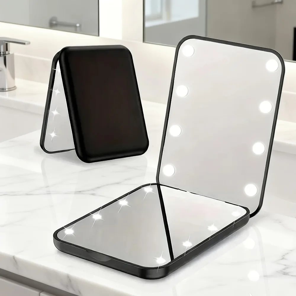 LED Pocket Makeup Mirror 1X/3X Foldable with 8 Bright LED Lights Plastic Frame Compact for Travel Daily & Gifts
LED Pocket Makeup Mirror 1X/3X Foldable with 8 Bright LED Lights Plastic Frame Compact for Travel Daily & Gifts