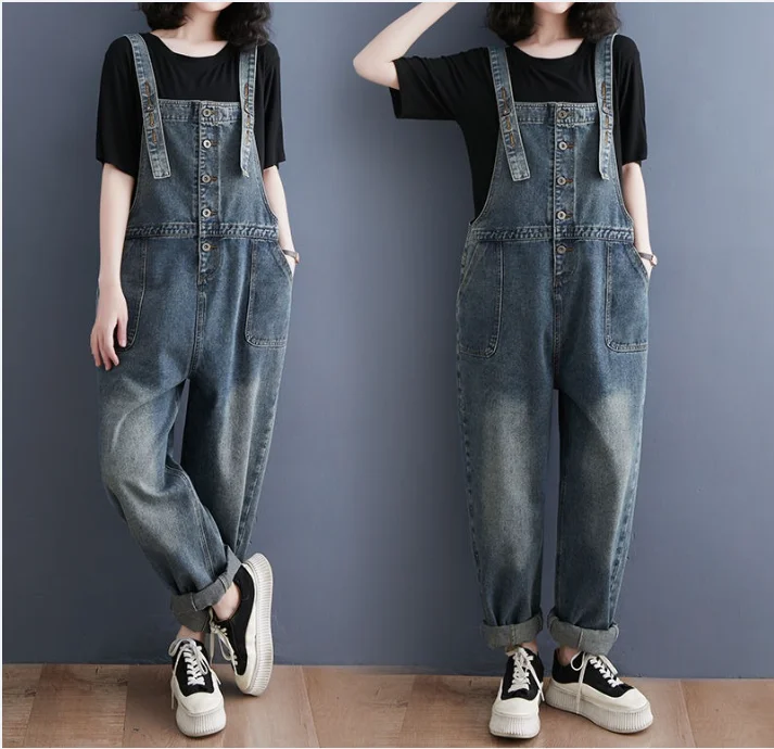 Streetwear Cargo Denim Jumpsuit Women Vintage Loose Big Size Wide Leg Jean Overalls Single Breasted Rompers Straps Baggy Pants
Streetwear Cargo Denim Jumpsuit Women Vintage Loose Big Size Wide Leg Jean Overalls Single Breasted Rompers Straps Baggy Pants