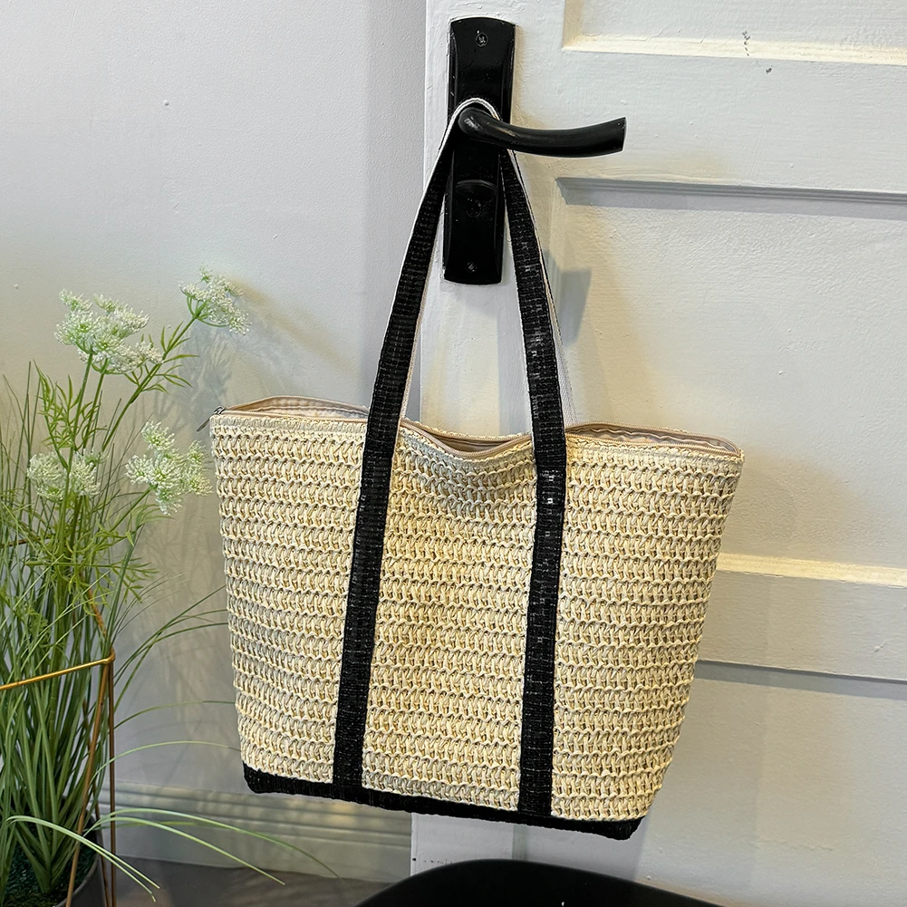 Women Straw Tote Handbag Large Capacity Sequins Crochet Beach Handbag Contrast Color Weaving Travel Bag Ladies Summer Daily Bag
Women Straw Tote Handbag Large Capacity Sequins Crochet Beach Handbag Contrast Color Weaving Travel Bag Ladies Summer Daily Bag