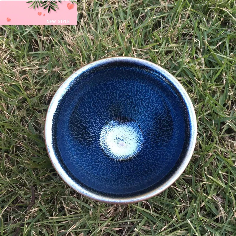 Чашка Jian Zhan Blue Tenmokus, чашка для чая, кофе с хорошим качеством, натуральной глазурью и вставкой в печике, керамические поделки китайской династии Сун 
Чашка Jian Zhan Blue Tenmokus, чашка для чая, кофе с хорошим качеством, натуральной глазурью и вставкой в печике, керамические поделки китайской династии Сун