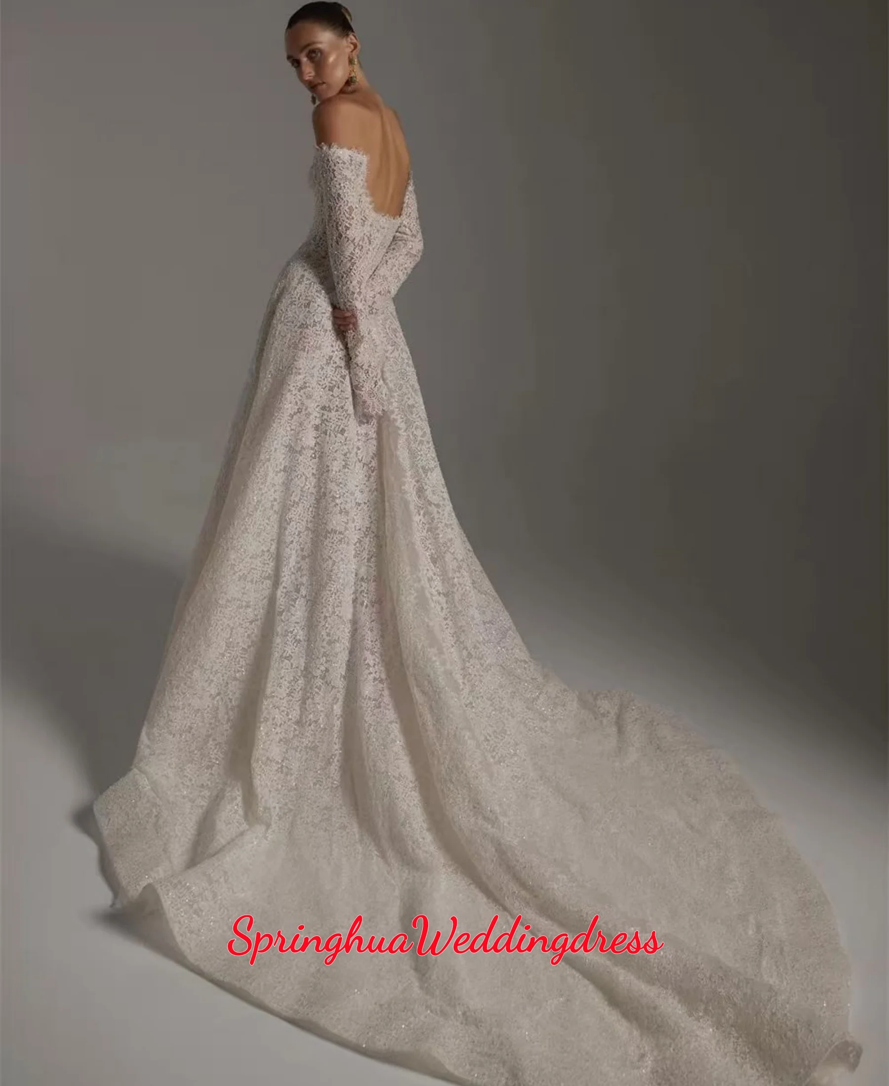 Customized White Off the Shoulder Wedding Dresses Long Sleeves Zip Back Bridal Gowns A-Line Court Train Wedding Gowns Vestidos
Customized White Off the Shoulder Wedding Dresses Long Sleeves Zip Back Bridal Gowns A-Line Court Train Wedding Gowns Vestidos