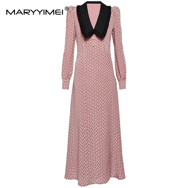 Модное весенне-летнее женское платье MARYYIMEI с воротником Питер Пэн с длинными рукавами в горошек, тонкое винтажное элегантное розовое платье
Модное весенне-летнее женское платье MARYYIMEI с воротником Питер Пэн с длинными рукавами в горошек, тонкое винтажное элегантное розовое платье
