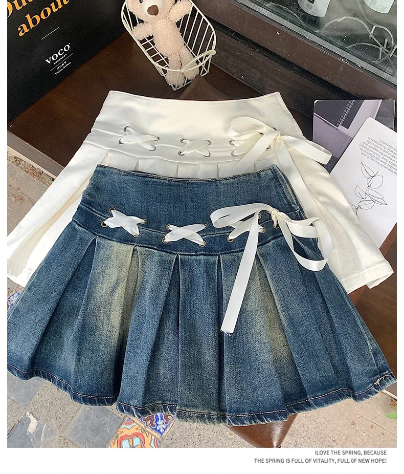 2025 Lace Cute Women's Blue Pleated Mini Denim Skirt Y2K Harajuku High Street Fashion Sexy Academy Retro Kawaii Solid Kpop Skirt
2025 Lace Cute Women's Blue Pleated Mini Denim Skirt Y2K Harajuku High Street Fashion Sexy Academy Retro Kawaii Solid Kpop Skirt