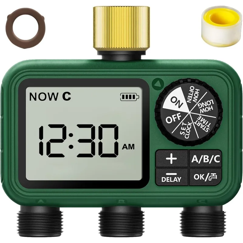 3 Outlet Sprinkler Timer Brass, Programmable Garden Hose Timer with Rain Delay, Manual& Automatic Watering System, Waterproof Ga
3 Outlet Sprinkler Timer Brass, Programmable Garden Hose Timer with Rain Delay, Manual& Automatic Watering System, Waterproof Ga