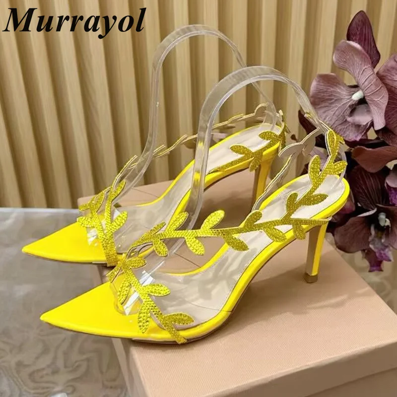 Pointed Toe Open Toe Thin Hight Heels Sandals Women's Leaf Design Rhinestone Decor Sandalias Summer Sexy Party Dress Shoes
Pointed Toe Open Toe Thin Hight Heels Sandals Women's Leaf Design Rhinestone Decor Sandalias Summer Sexy Party Dress Shoes