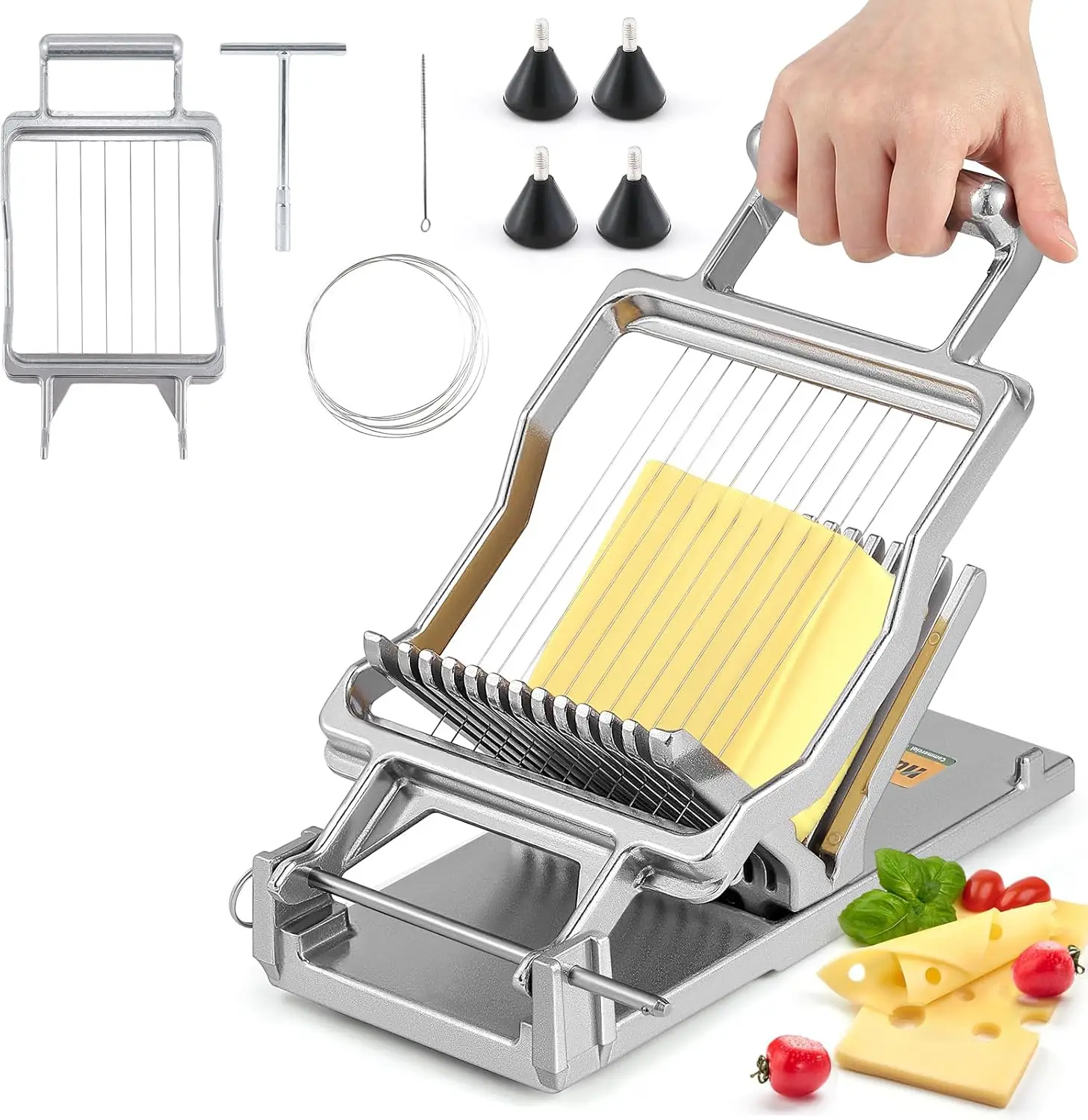 Cheese Slicer Commercial Block Cheese Cutter Board with 316 Stainless Steel Wire Aluminum Alloy Body 3/8 IN&3/4 IN Removable
Cheese Slicer Commercial Block Cheese Cutter Board with 316 Stainless Steel Wire Aluminum Alloy Body 3/8 IN&3/4 IN Removable