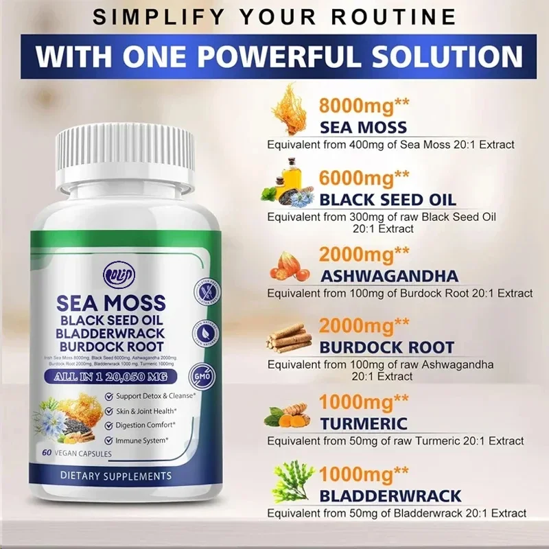 60 капсул морских водорослей содержит ирландские водоросли, черное масло из семян, южноафриканские баклажаны, корень лопуха, пузырь, куркума с витамином C D3
60 капсул морских водорослей содержит ирландские водоросли, черное масло из семян, южноафриканские баклажаны, корень лопуха, пузырь, куркума с витамином C D3