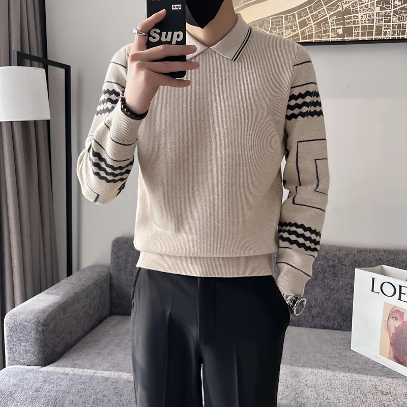 Fashion Lapel Mens Pullovers Sweater Retro Korean Style Casual Knit Jumpers Men Autumn Winter Warm Street Mens Clothing
Fashion Lapel Mens Pullovers Sweater Retro Korean Style Casual Knit Jumpers Men Autumn Winter Warm Street Mens Clothing