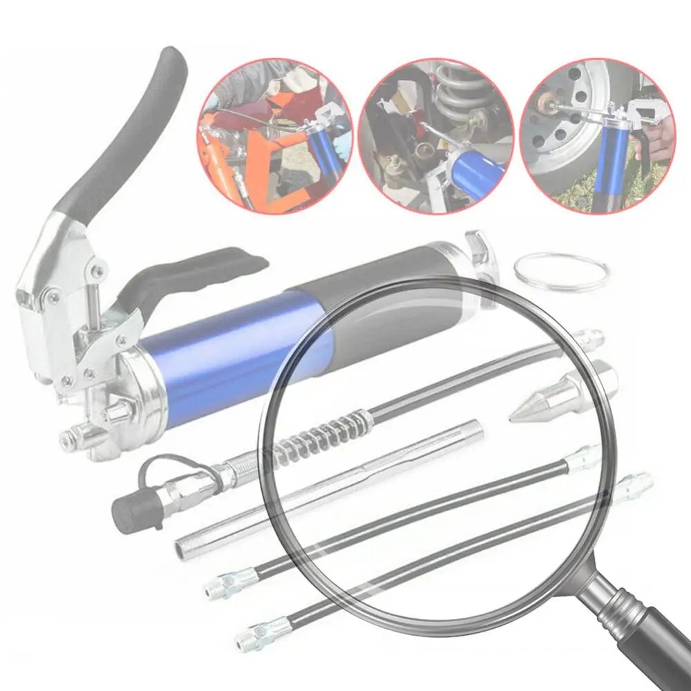 Manual Grip Grease Gun Aluminum Alloy Mini Grease Gun 6000-7000PSI Handheld Grease Filling with Flexible Hose
Manual Grip Grease Gun Aluminum Alloy Mini Grease Gun 6000-7000PSI Handheld Grease Filling with Flexible Hose