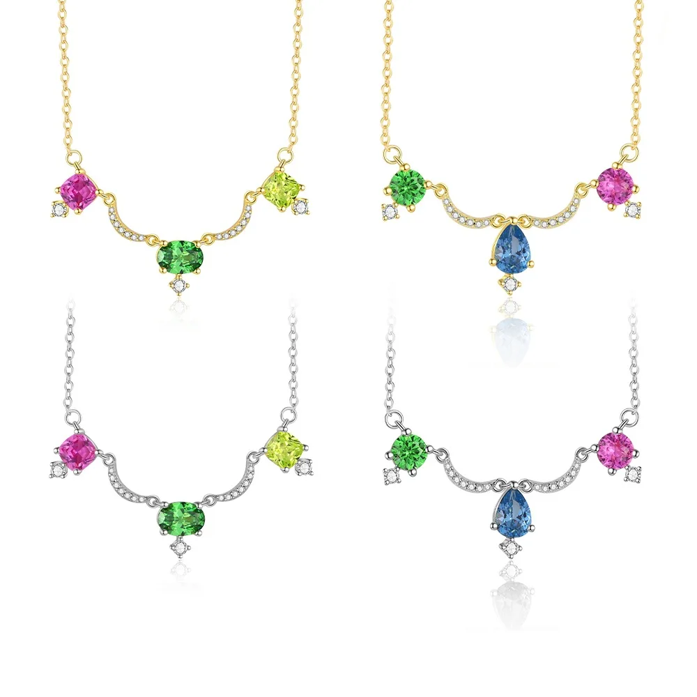 S925 Sterling Silver Women's Color-Blocked Curved Necklace Niche Sweet Teardrop Zircon Jewelry
S925 Sterling Silver Women's Color-Blocked Curved Necklace Niche Sweet Teardrop Zircon Jewelry