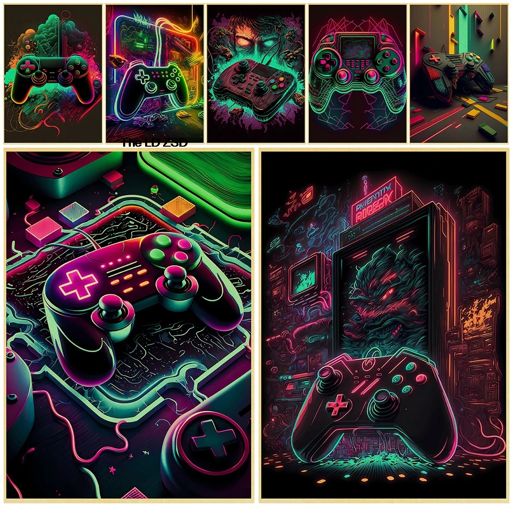 Neon Game Console Wall Art Poster Kraft Paper Cafe Wall Room Graffiti Gaming Modern Decoration Office Wall Bedroom Home Painting
Neon Game Console Wall Art Poster Kraft Paper Cafe Wall Room Graffiti Gaming Modern Decoration Office Wall Bedroom Home Painting