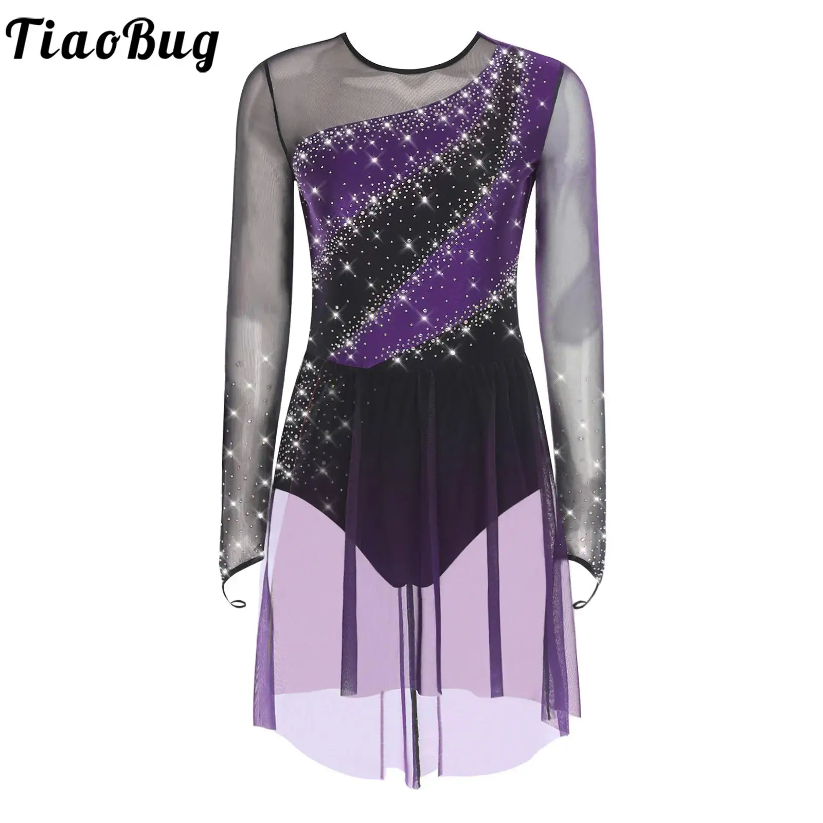Women Figure Skating Gymnastics Dance Leotard Dress Females Ballet Lyrical Dancing Costume Rhinestones Mesh Skirts Dancewear 
Women Figure Skating Gymnastics Dance Leotard Dress Females Ballet Lyrical Dancing Costume Rhinestones Mesh Skirts Dancewear