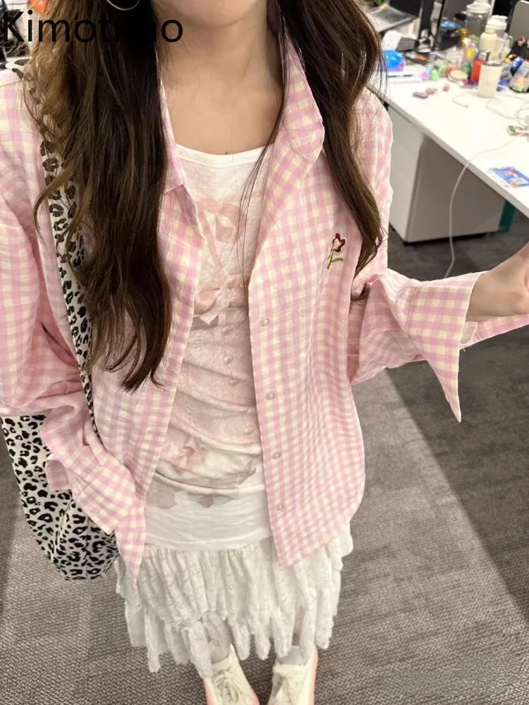 Kimotimo Korean Style Pink Plaid Shirts Women Spring Embroidery Loose Long Sleeve Blouses Casual Sweet All Match Button Up Tops
Kimotimo Korean Style Pink Plaid Shirts Women Spring Embroidery Loose Long Sleeve Blouses Casual Sweet All Match Button Up Tops