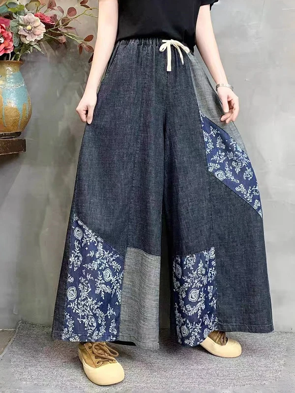 Artistic Vintage Patchwork Wide Leg Jeans Women's Loose Fit Spring New Style plus Size Slimming Long Pants Casual High Waist
Artistic Vintage Patchwork Wide Leg Jeans Women's Loose Fit Spring New Style plus Size Slimming Long Pants Casual High Waist