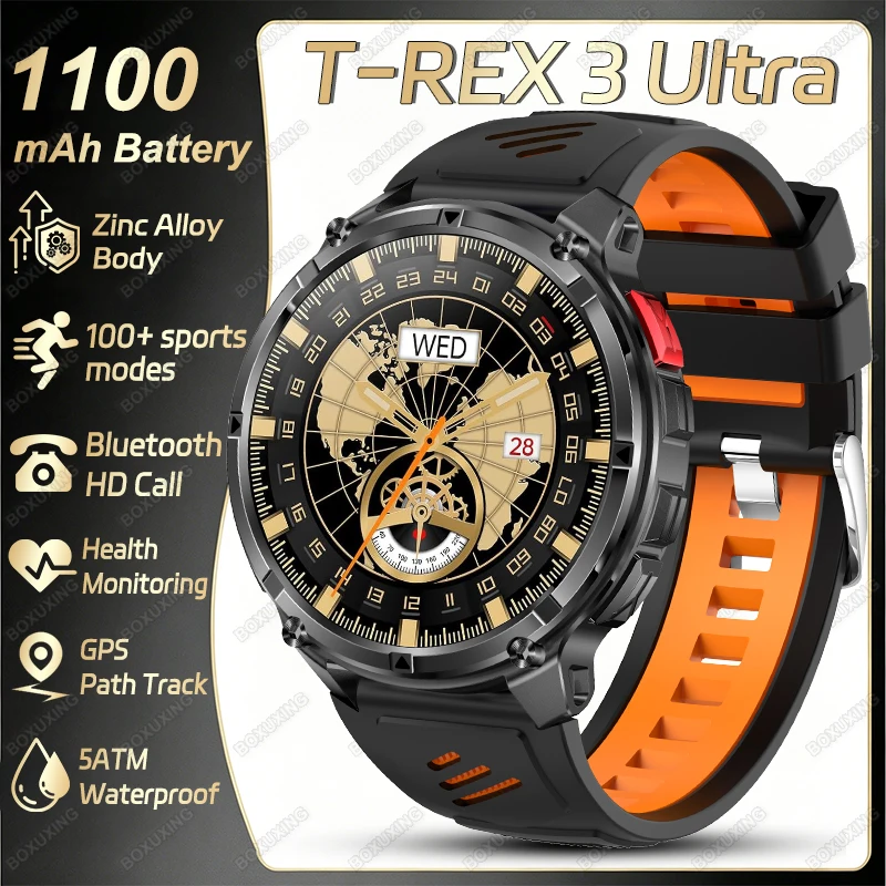 New T-Rex3 Ultra 1100mAh Battery Smart Watch Compass 5ATM Waterproof Fitness Tracker Outdoors Flashlight GPS Track Smartwatches
New T-Rex3 Ultra 1100mAh Battery Smart Watch Compass 5ATM Waterproof Fitness Tracker Outdoors Flashlight GPS Track Smartwatches