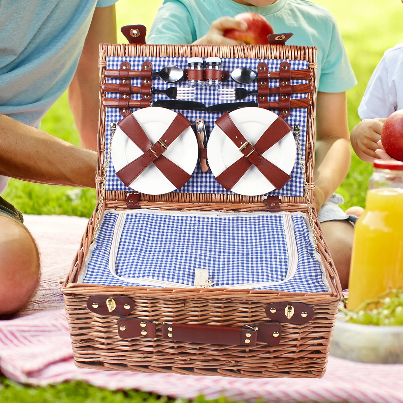 Blue and White Outdoor Picnic Household Storage Basket Suitable for Excursions, Camping, Hiking, Picnics, Outdoor Parties
Blue and White Outdoor Picnic Household Storage Basket Suitable for Excursions, Camping, Hiking, Picnics, Outdoor Parties