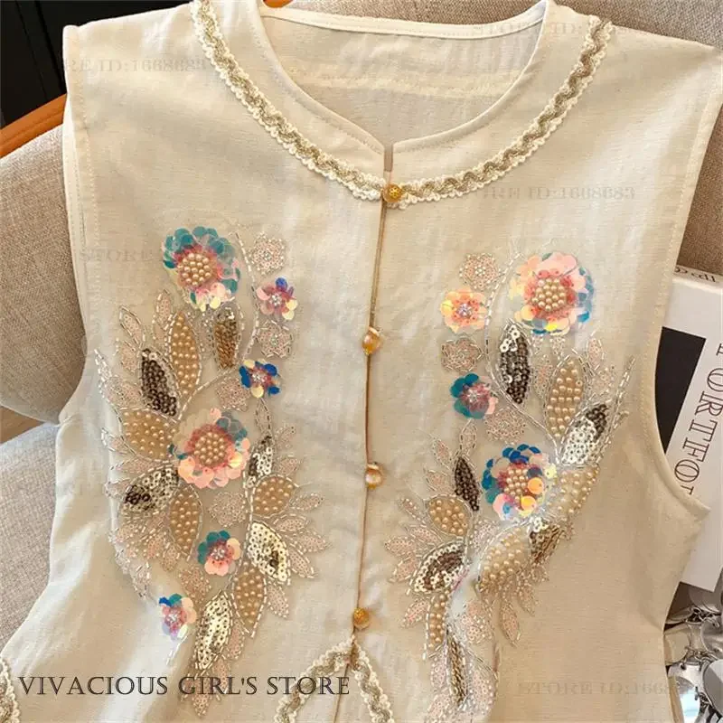 Vintage Embroidered Bead Tang Costume Coat Jacket Summer New Chinese Style Women Qipao Vest Sexy Sleeveless Blouse Hanfu Top
Vintage Embroidered Bead Tang Costume Coat Jacket Summer New Chinese Style Women Qipao Vest Sexy Sleeveless Blouse Hanfu Top
