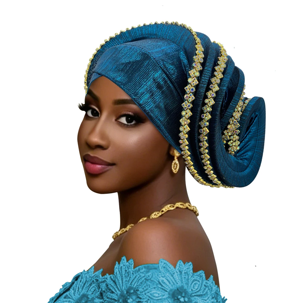 Gold Trimmings Spiral Turban Hat for Women African Lady Head Wraps Wedding Party Headtie Ready to Wear Auto gele
Gold Trimmings Spiral Turban Hat for Women African Lady Head Wraps Wedding Party Headtie Ready to Wear Auto gele