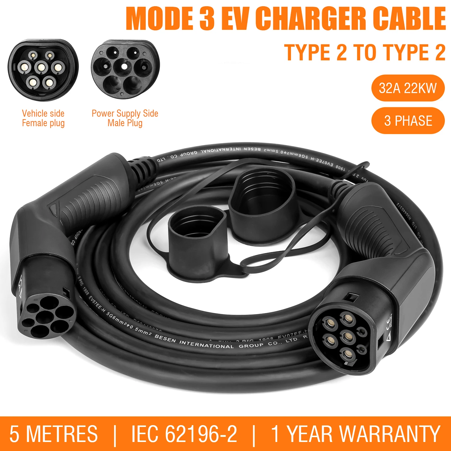 EV Charger Gun Type 2 to Type 2 Charging Cable Electric Cars EVSE 22 KW 32A 3 Phase Electric Vihecle Cable for Charger Station
EV Charger Gun Type 2 to Type 2 Charging Cable Electric Cars EVSE 22 KW 32A 3 Phase Electric Vihecle Cable for Charger Station