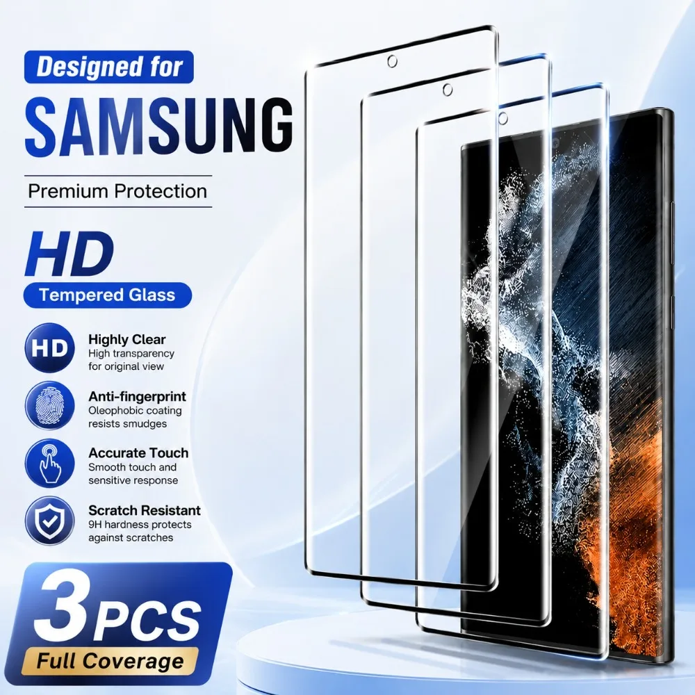 3Pcs Screen Protector HD Full Cover for Samsung Galaxy S26 S25 S24 Ultra S23 S21 S22 Plus S25 S24 FE Anti-Scratch Tempered Glass
3Pcs Screen Protector HD Full Cover for Samsung Galaxy S26 S25 S24 Ultra S23 S21 S22 Plus S25 S24 FE Anti-Scratch Tempered Glass