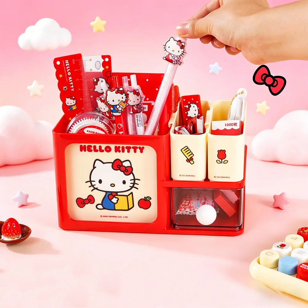 Оригинальная настольная подставка для канцелярских принадлежностей Sanrio большой вместимости Hellokitty, многофункциональный ящик для хранения ручек с мультяшным дизайном, подарки для девочек
Оригинальная настольная подставка для канцелярских принадлежностей Sanrio большой вместимости Hellokitty, многофункциональный ящик для хранения ручек с мультяшным дизайном, подарки для девочек