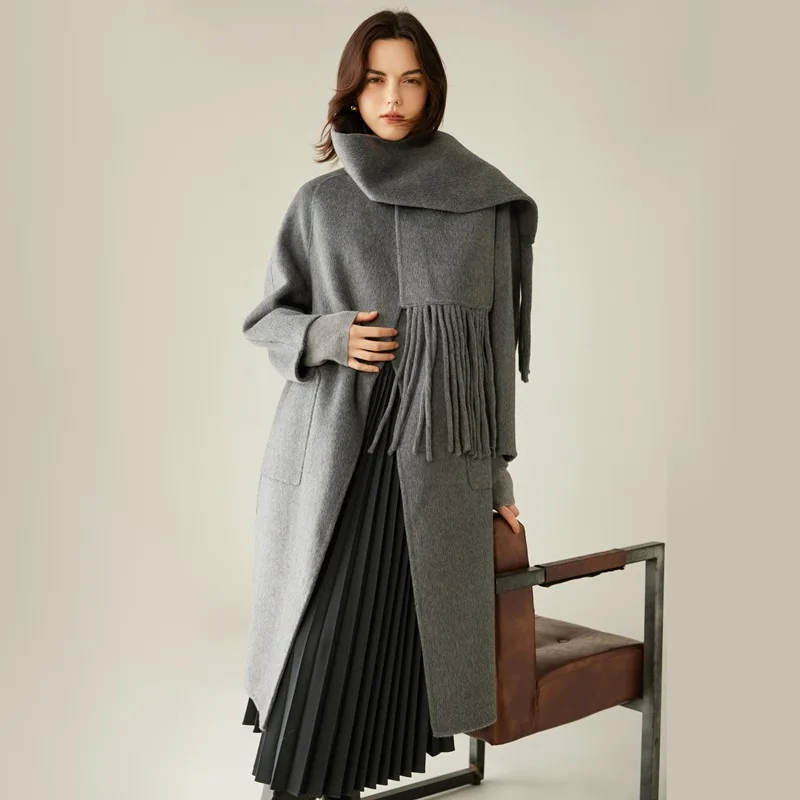 Autumn New Trend High Quality Cashmere Coat With Polyester Lining Belt Design Women Long Trench Wool Coat
Autumn New Trend High Quality Cashmere Coat With Polyester Lining Belt Design Women Long Trench Wool Coat