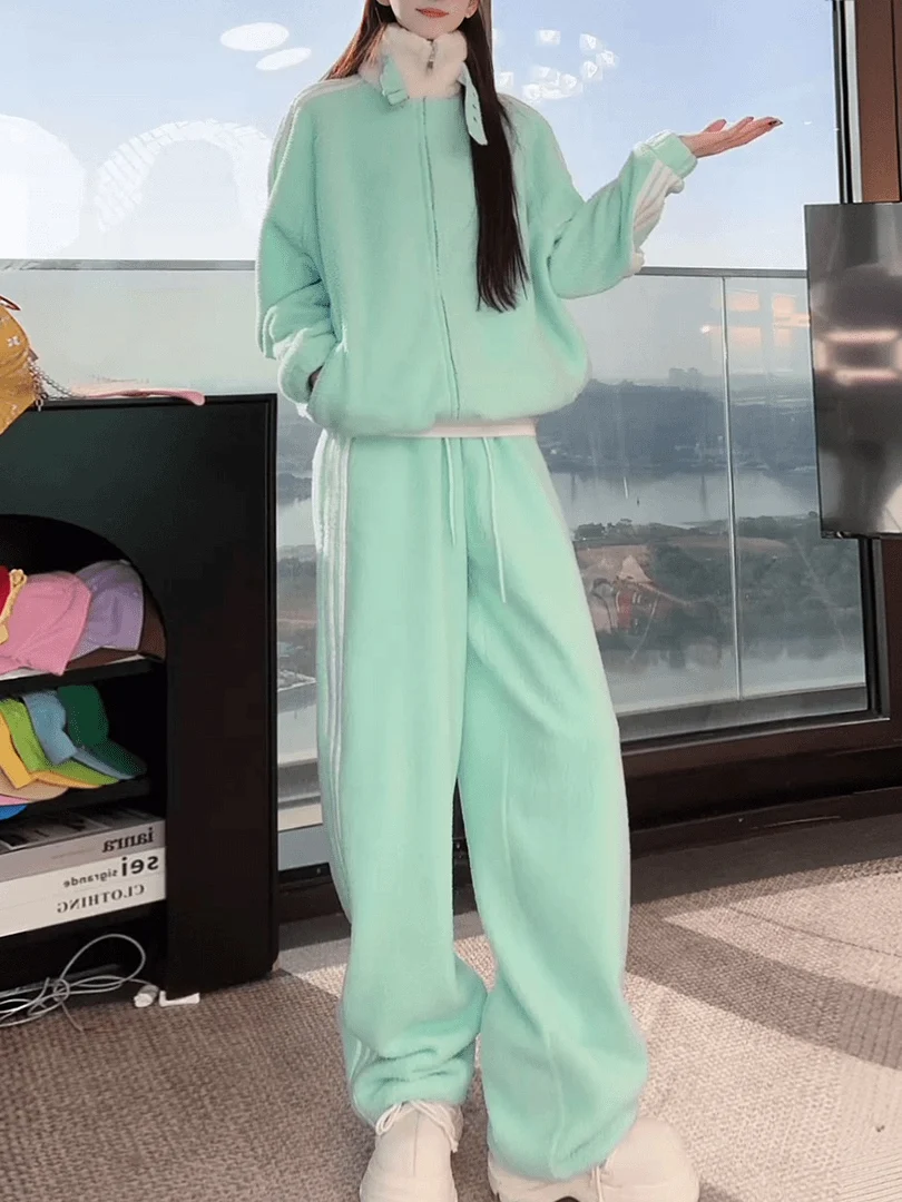 Осенне-зимний комплект Thiened Fce, женская толстовка с капюшоном Lazy Sle, дэт с широкими брюками с высокой талией, костюм из двух предметов
Осенне-зимний комплект Thiened Fce, женская толстовка с капюшоном Lazy Sle, дэт с широкими брюками с высокой талией, костюм из двух предметов