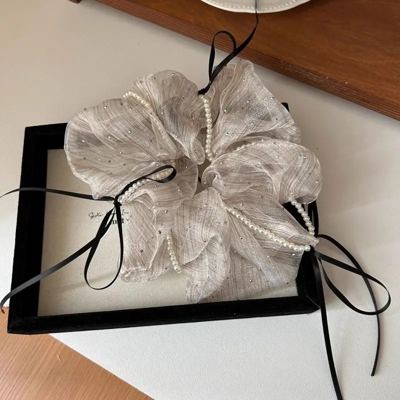 French Organza Headband Striped Bow Large Intestine Hair Ring Korean Ribbon Wrapped Around Pearls Temperament Accessories
French Organza Headband Striped Bow Large Intestine Hair Ring Korean Ribbon Wrapped Around Pearls Temperament Accessories