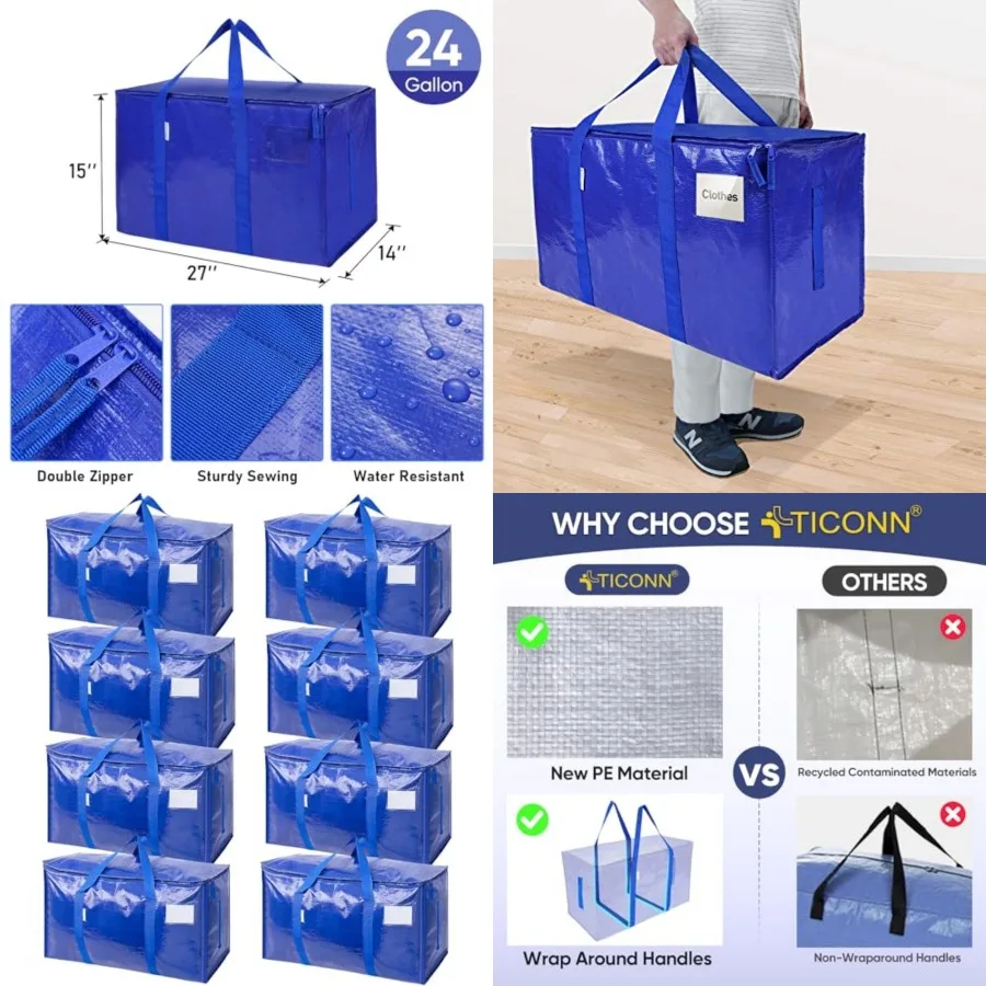 Extra Large Moving Bags Heavy Duty with Zippers and Carrying Handles, Durable Storage Bags Moving Boxes for Closet Organizers a
Extra Large Moving Bags Heavy Duty with Zippers and Carrying Handles, Durable Storage Bags Moving Boxes for Closet Organizers a