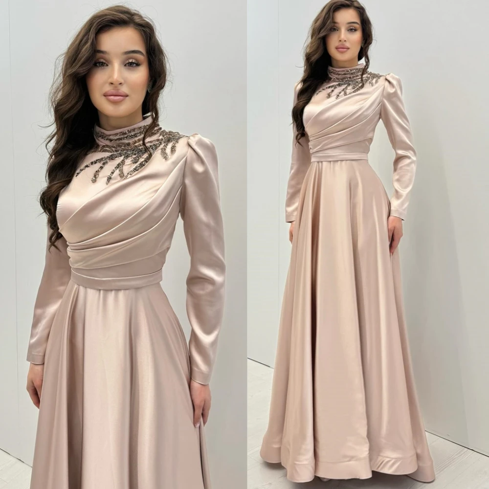Customized Fashion Satin Beading Evening Dress Fashion High Collar Prom Dresses Delicate Long Sleeves Special Occasion Gowns
Customized Fashion Satin Beading Evening Dress Fashion High Collar Prom Dresses Delicate Long Sleeves Special Occasion Gowns
