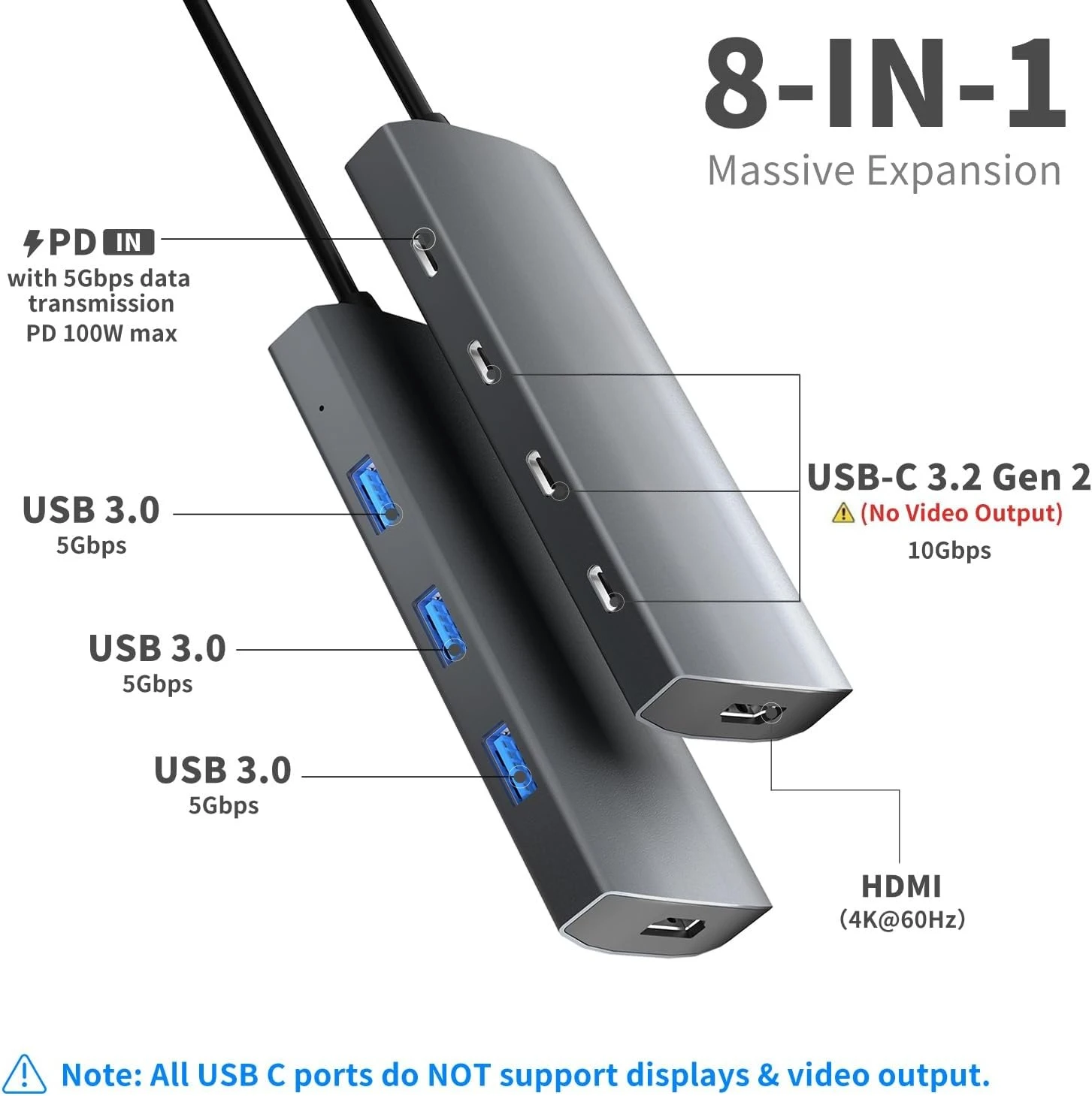 Концентратор USB C, 3 порта USB 3.2 Gen 2 с разрешением 10 Гбит/с, HDMI 4K при 60 Гц, доставка мощностью 100 Вт, 3 порта USB-A 3.0, многопортовый разветвитель USB C
Концентратор USB C, 3 порта USB 3.2 Gen 2 с разрешением 10 Гбит/с, HDMI 4K при 60 Гц, доставка мощностью 100 Вт, 3 порта USB-A 3.0, многопортовый разветвитель USB C