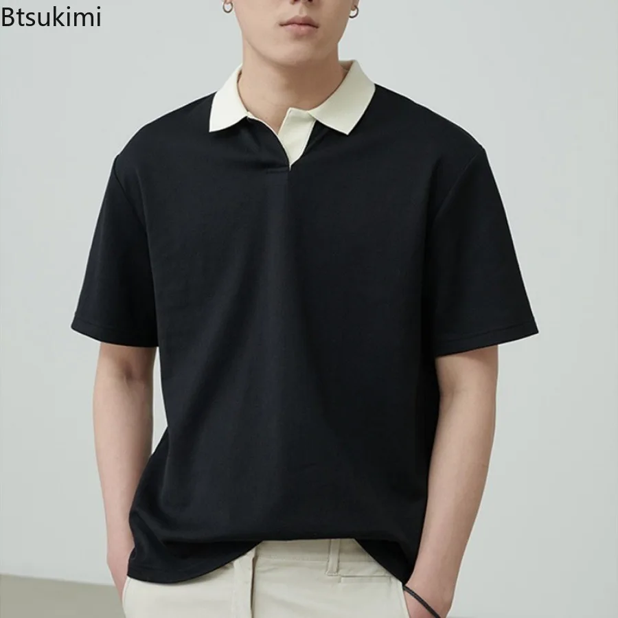 2025 Men's Summer Short-sleeved Loose Lapel T-shirts Fashion Contrast Color Casual Tees Man High Quality Versatile Handsome Tops
2025 Men's Summer Short-sleeved Loose Lapel T-shirts Fashion Contrast Color Casual Tees Man High Quality Versatile Handsome Tops