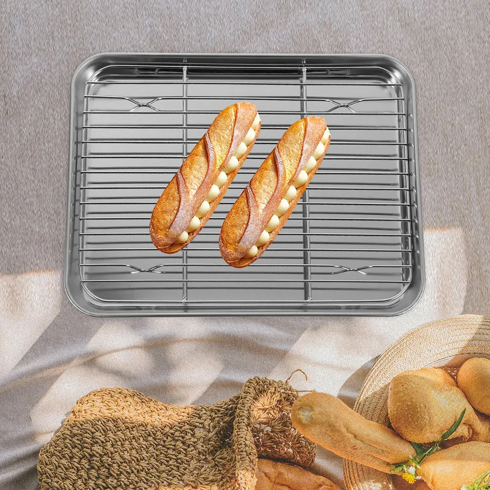 1 set Stainless Steel Frying Draining Rack Baking Pan Cooling Tray for Cookies Kitchen Wire Racks Oven Use Nonstick Bake
1 set Stainless Steel Frying Draining Rack Baking Pan Cooling Tray for Cookies Kitchen Wire Racks Oven Use Nonstick Bake