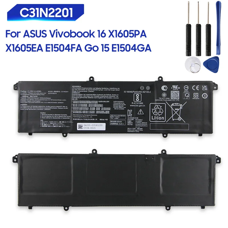42Wh Replacement Battery C31N2201 For ASUS Vivobook 16 X1605PA M1605YA X1605ZA X1605EA F1504ZA E1504FA Go 15 E1504GA 3640mAh
42Wh Replacement Battery C31N2201 For ASUS Vivobook 16 X1605PA M1605YA X1605ZA X1605EA F1504ZA E1504FA Go 15 E1504GA 3640mAh