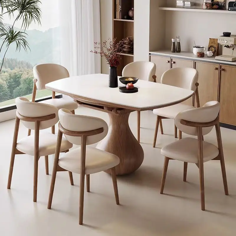 Modern simple solid wood rock slab dining table and chair combination new household small apartment
Modern simple solid wood rock slab dining table and chair combination new household small apartment