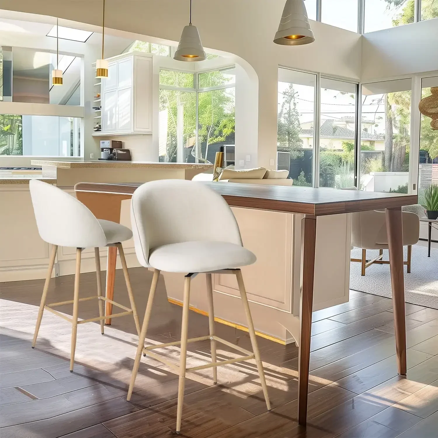 26" Counter Height Bar Stools Set of 2, Swivel Stools for Kitchen Island, Beige
26" Counter Height Bar Stools Set of 2, Swivel Stools for Kitchen Island, Beige