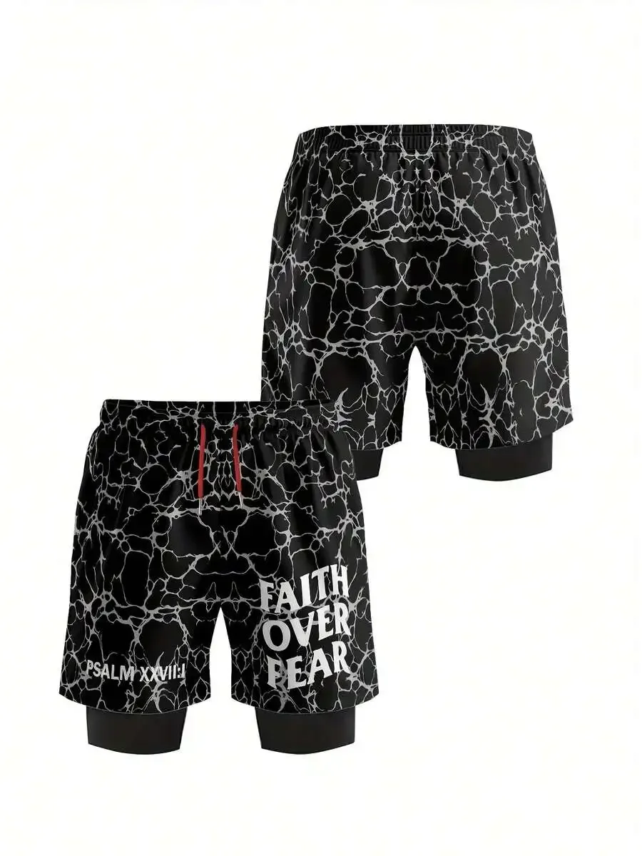 Mens 2-In-1 Printed Shorts With Faith Over Fear Motto Quick-Dry Double Layer Adjustable Drawstring Waist Basketball Sportswear
Mens 2-In-1 Printed Shorts With Faith Over Fear Motto Quick-Dry Double Layer Adjustable Drawstring Waist Basketball Sportswear