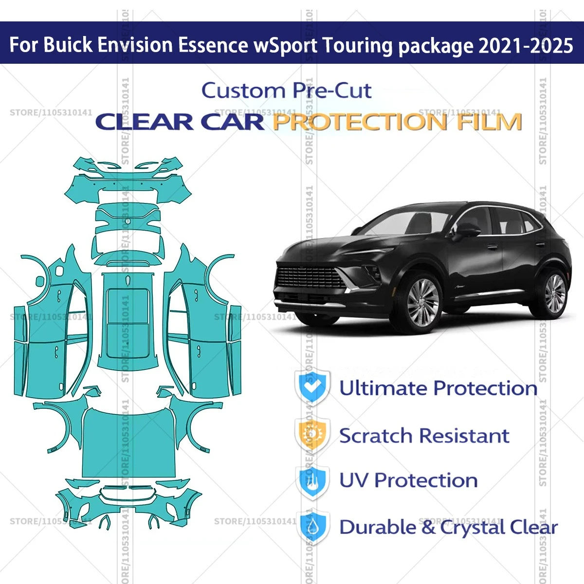 For Buick Envision Essence wSport Touring package 2021-2025 Pre-Cut Paint Protection Film PPF Transparent Car Film Automotive
For Buick Envision Essence wSport Touring package 2021-2025 Pre-Cut Paint Protection Film PPF Transparent Car Film Automotive