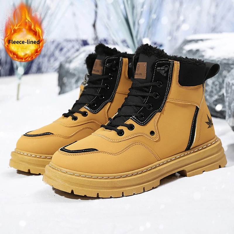 Мужские зимние высокие ботинки с теплой флисовой подкладкой, рабочая обувь больших размеров, нескользящие уличные походные ботинки на толстой подошве, Zapatos De Hombre
Мужские зимние высокие ботинки с теплой флисовой подкладкой, рабочая обувь больших размеров, нескользящие уличные походные ботинки на толстой подошве, Zapatos De Hombre