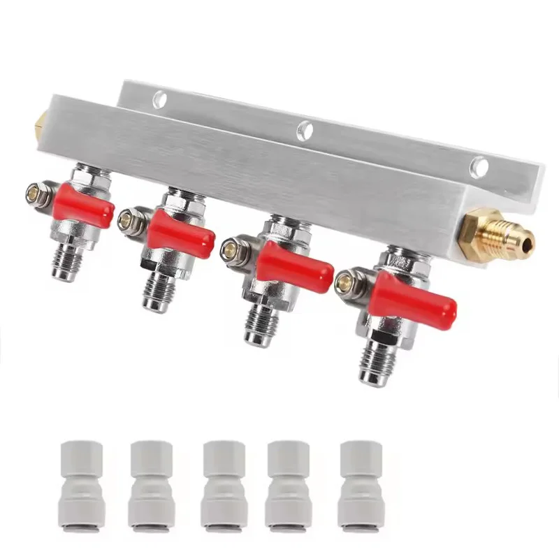 IMAICTUU 4 Way Gas Manifold Co2 Distributor Manifold,7/16"-20UNF Male Thread Output Splitter with Push-fit Quick Joint Connector
IMAICTUU 4 Way Gas Manifold Co2 Distributor Manifold,7/16"-20UNF Male Thread Output Splitter with Push-fit Quick Joint Connector