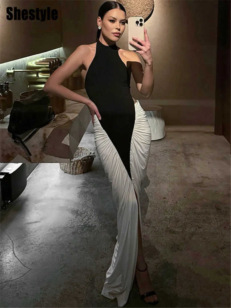 Shestyle Patchwork Long Women Pencil Dress for Party Scoop Back Halter Sleeveless Pleated Black Slim Date Outfits Summer Ball
Shestyle Patchwork Long Women Pencil Dress for Party Scoop Back Halter Sleeveless Pleated Black Slim Date Outfits Summer Ball